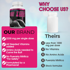 BeautifyEm Butt XL capsules closeup reveals herbal vitamins for fuller curves
