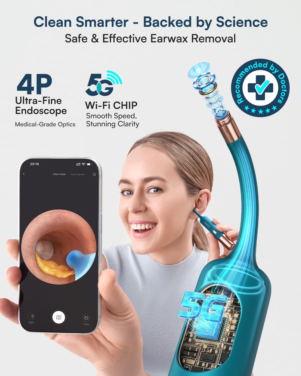 BEBIRD EarSight Ultra slim 3.6mm tip enables gentle ear cleaning.