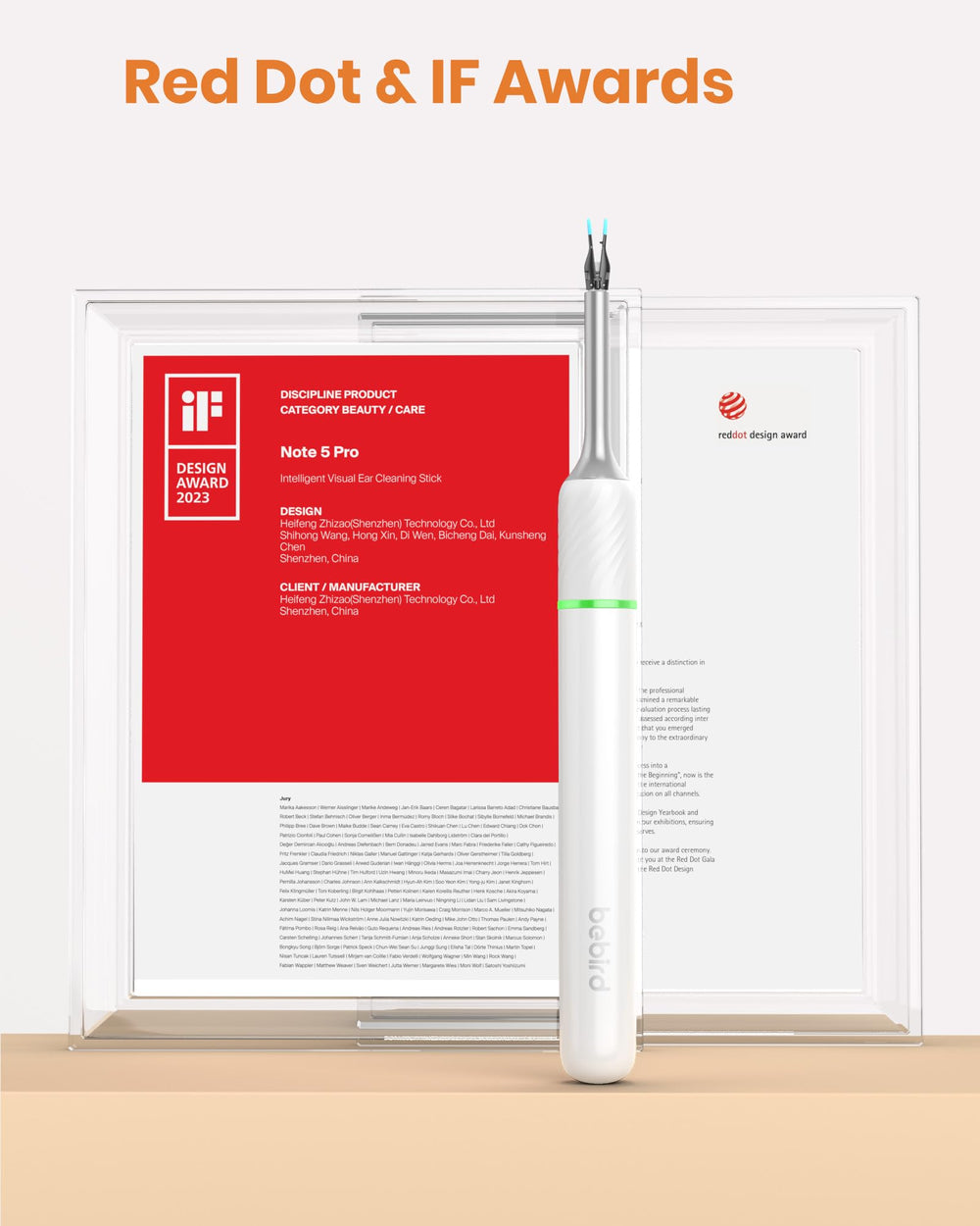 Bebird Pro Note5 3‑in‑1 function combining endoscope, tweezers, and spoon.