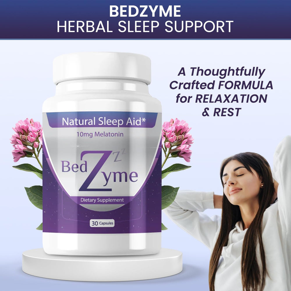 BedZyme Sleep Aid capsules ready for a 2-capsule nightly dose