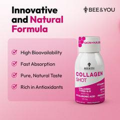 Bee & You collagen shot bottle with Vitamin C for skin elasticity
