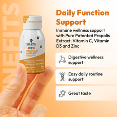 Bee & You Kids Propolis Immune Shot glass serving for easy dosing