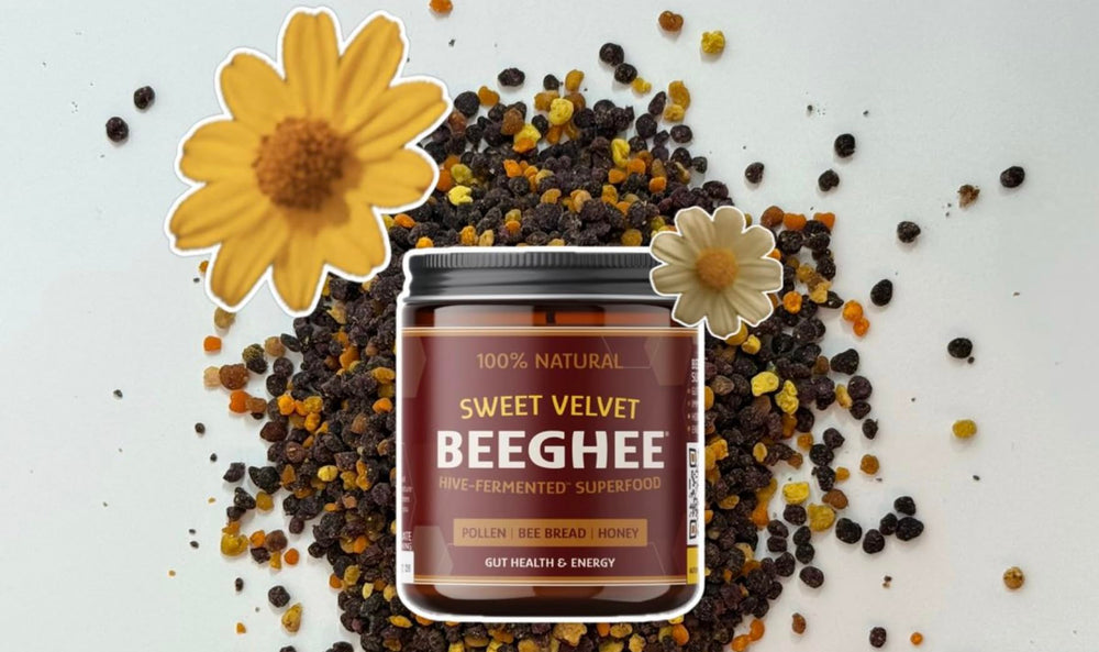 Beeghee spoonful serve on toast showing convenient energy and digestive comfort.
