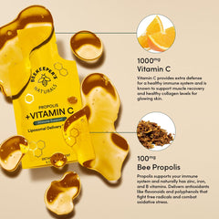 Honey element close-up reflects natural sweetness in the formula