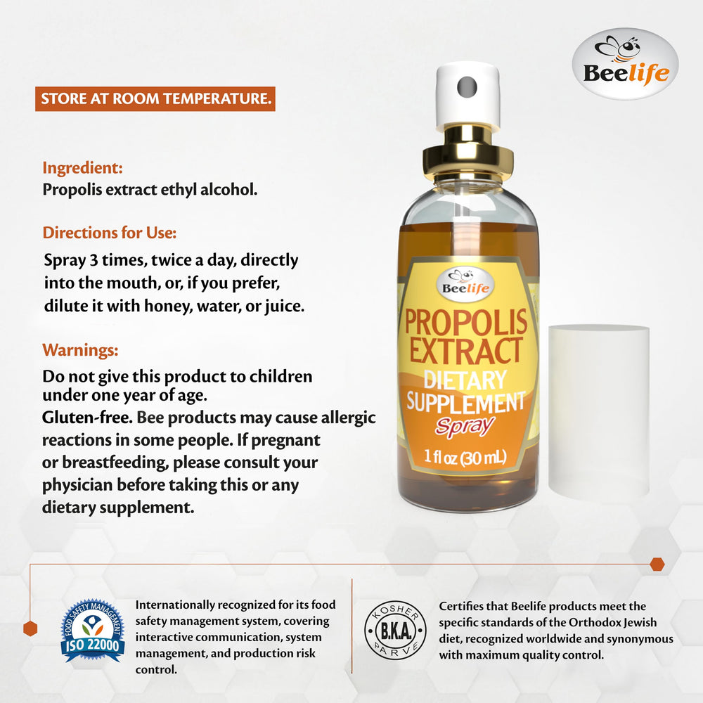 Beelife Propolis Sore Throat Spray sugar-free formula for daily use.