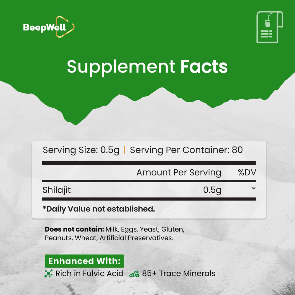 BeepWell Shilajit resin dense gold texture indicates high mineral richness and purity for daily use.