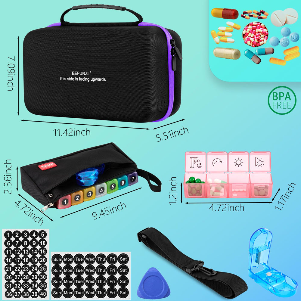BEFUNZL 31 day compartments for organized monthly medication planning.