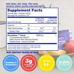 Begin Health Growing Up Prebiotics scoop in hand for quick, precise servings.