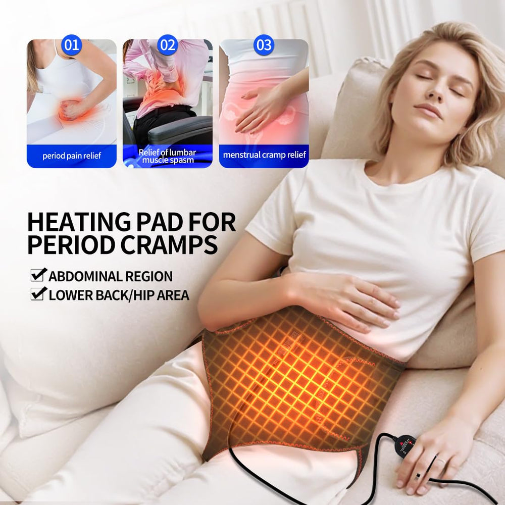 Beihaixiang portable menstrual heating pad side view highlights ergonomic design for lower back cramps.