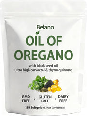 BELANO oil of oregano softgels packaging shows a clean daily wellness option