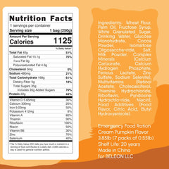Beleon Cream Pumpkin Survival Ration blocks, energy-dense units for outdoor adventures.
