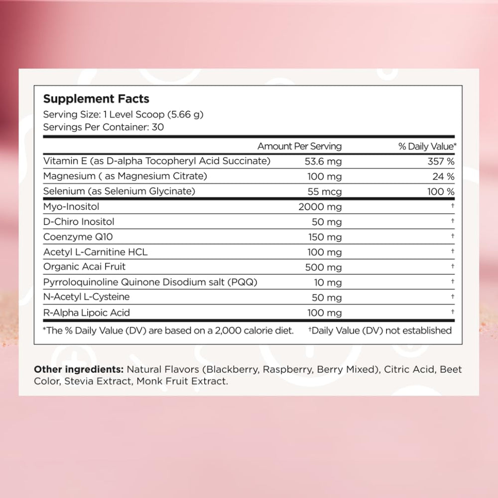 Beli berry-flavored drink mix bowl illustrating convenient daily prenatal-like nourishment.