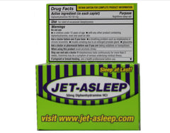 Bell Pharmaceuticals Jet-Asleep softgels close-up showing 50 mg dose.