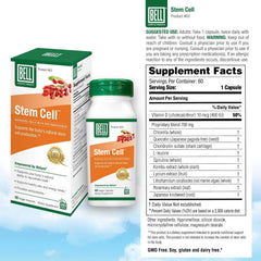 Bell Stem Cell Supplements packaging back label communicates quality and ingredients.