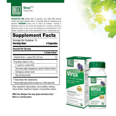 Bell Virux lysine capsules close-up for easy daily use.