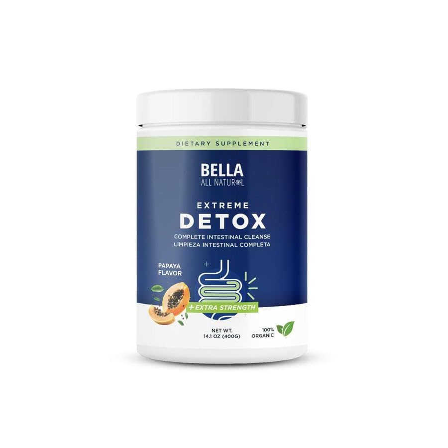 Bella All Natural Extreme Detox Papaya bottle ready for daily herbal cleansing.