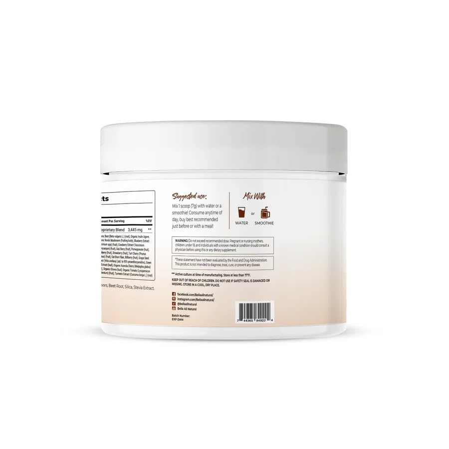 Bella All Natural Ganoderma powder tin close-up for versatile mixing