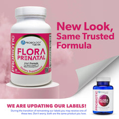 Belle Bella Probiology Flora capsules ready for daily prenatal use.