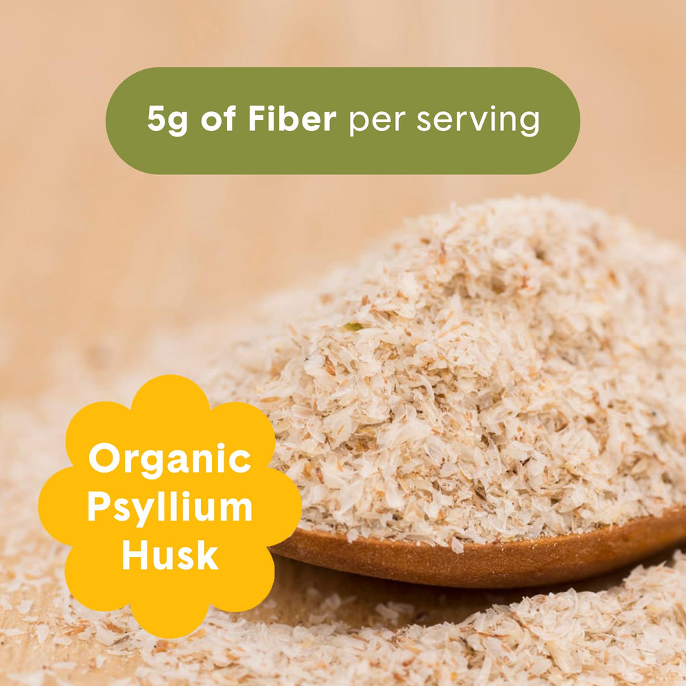 Bellway Organic psyllium husk bottle highlights organic ingredients.