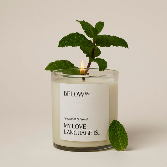 Below 60 spearmint fennel candle offers a soothing aroma for any room