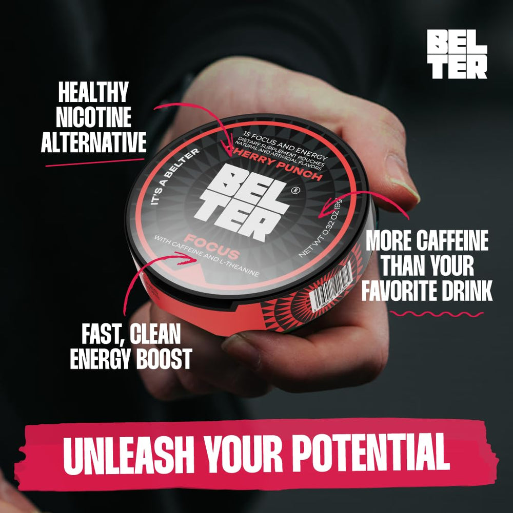 BELTER Focus Cherry Punch offers cherry flavor with caffeine boost for easy flavor and focus.