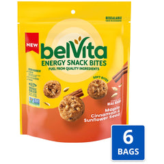 Belvita Energy Snack Bites texture shot of soft bite with maple and cinnamon