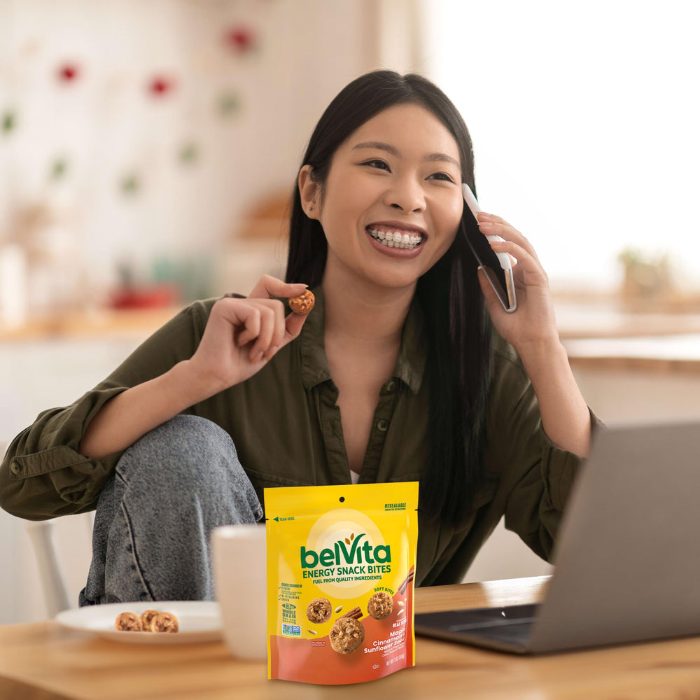 Belvita Energy Snack Bites Non-GMO certification mark close-up