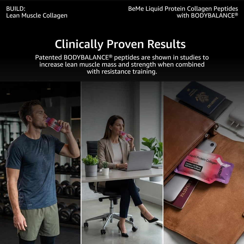 BeMe label close-up highlights clinical formula and premium German peptides