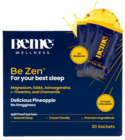 BeMe magnesium sleep sachet closeup showing fast absorption for calmer evenings