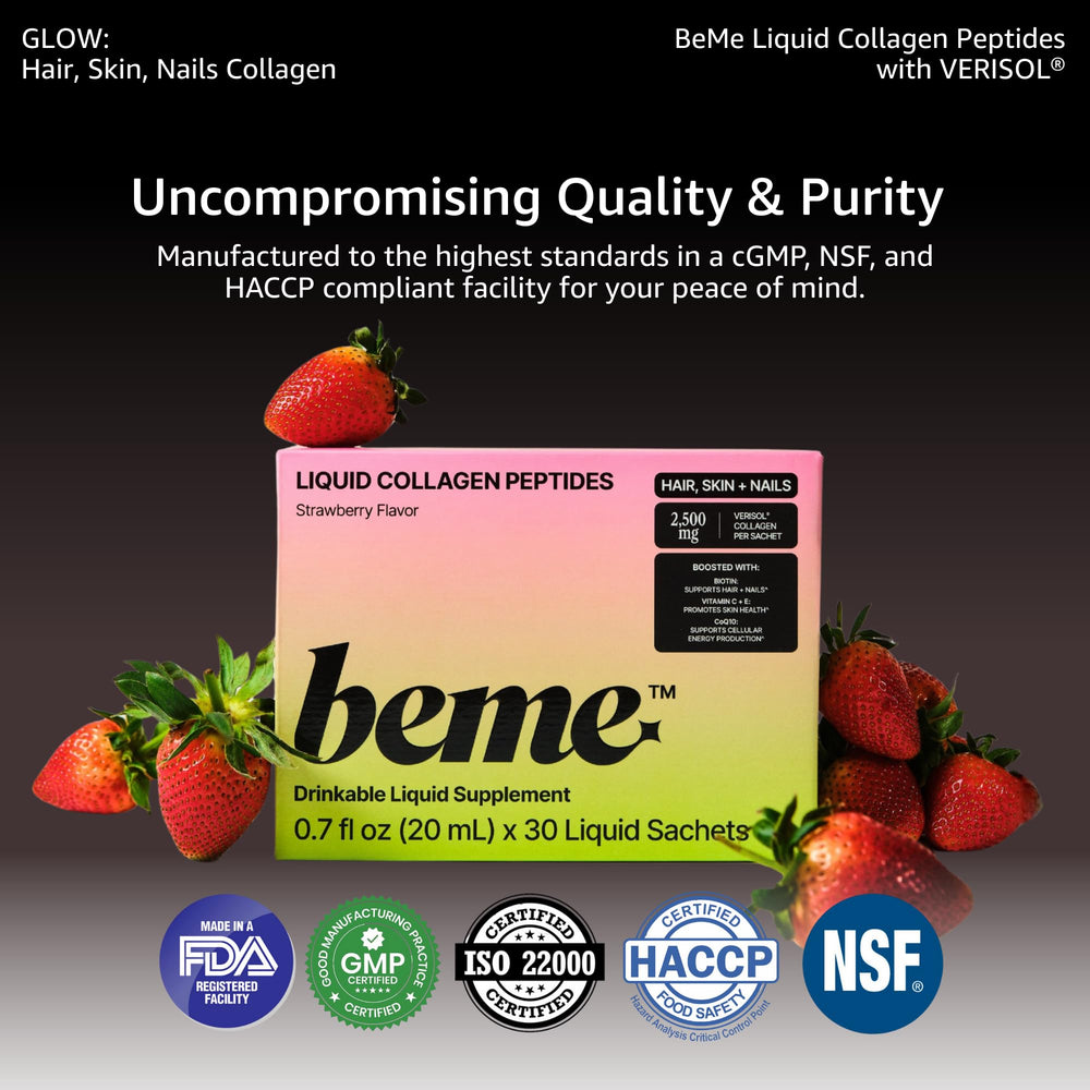 BeMe sachet in a gym bag representing travel-friendly routine.