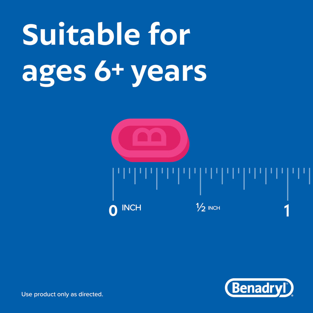 Close-up of Benadryl ULTRATAB Go Pack packaging