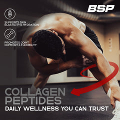 Benavidez Collagen Peptides label showing hyaluronic acid and potential skin moisture benefits.