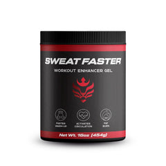 Benavidez Sweat Faster gel application demonstrates quick absorption for a focused workout sweat boost.
