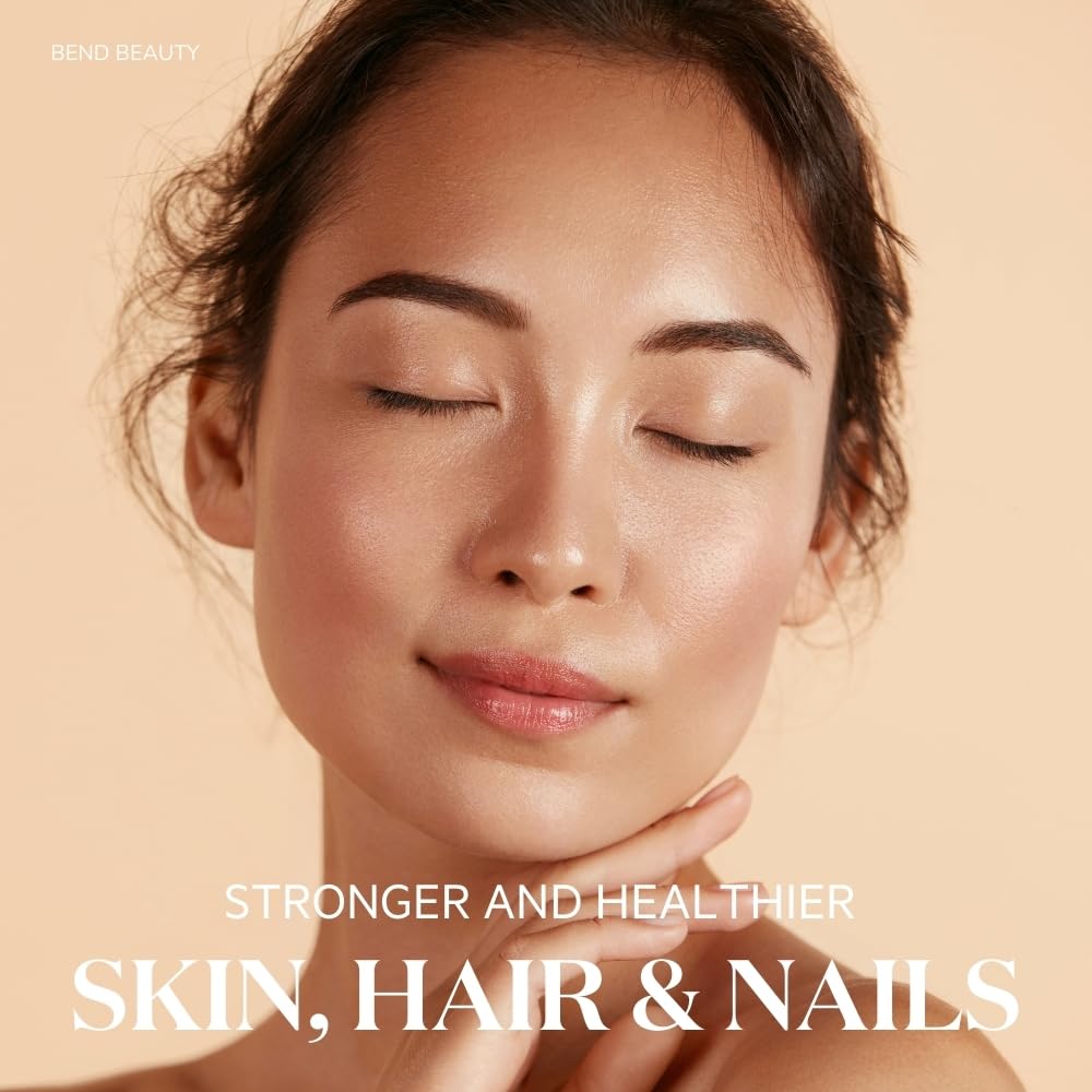 Bend Beauty Marine Collagen label highlights key ingredients and benefits.