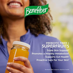 Benefiber container on kitchen counter with spoon ready for use