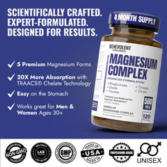 Benevolent Nourishment Magnesium Complex capsules poured for on-the-go calm support.