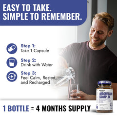 Benevolent Nourishment Magnesium Complex with water at night for restful sleep.