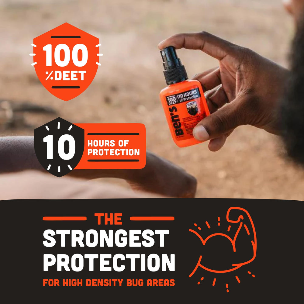Ben's 100 Tick & Insect Repellent travel-size bottle ideal for hikers.