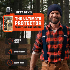Ben's Hunting Formula pump spray in action delivering even coverage during activity.