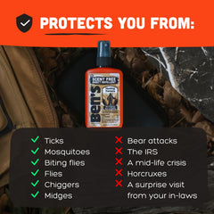 Ben's Hunting Formula travel size 3.4 oz bottle fits in a daypack.