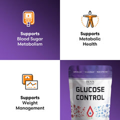 Close-up of Ben's Natural Health Glucose Control capsules highlighting berberine-rich formula