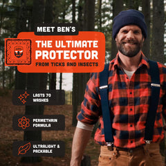 Ben's Tick and Insect Shield Bandana closeup shows permethrin-treated fabric.