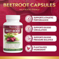 Beravia Organic Beetroot capsules offer convenient two-capsule servings.