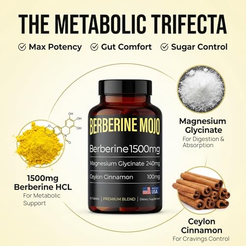 Berberine Mojo bottle pour shows easy-to-swallow tablets for daily supplementation