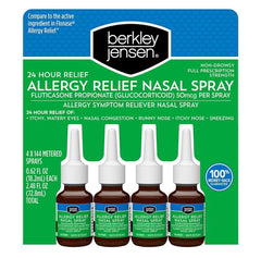 Berkley Jensen 24-hour allergy relief nasal spray bottle ready for daily use