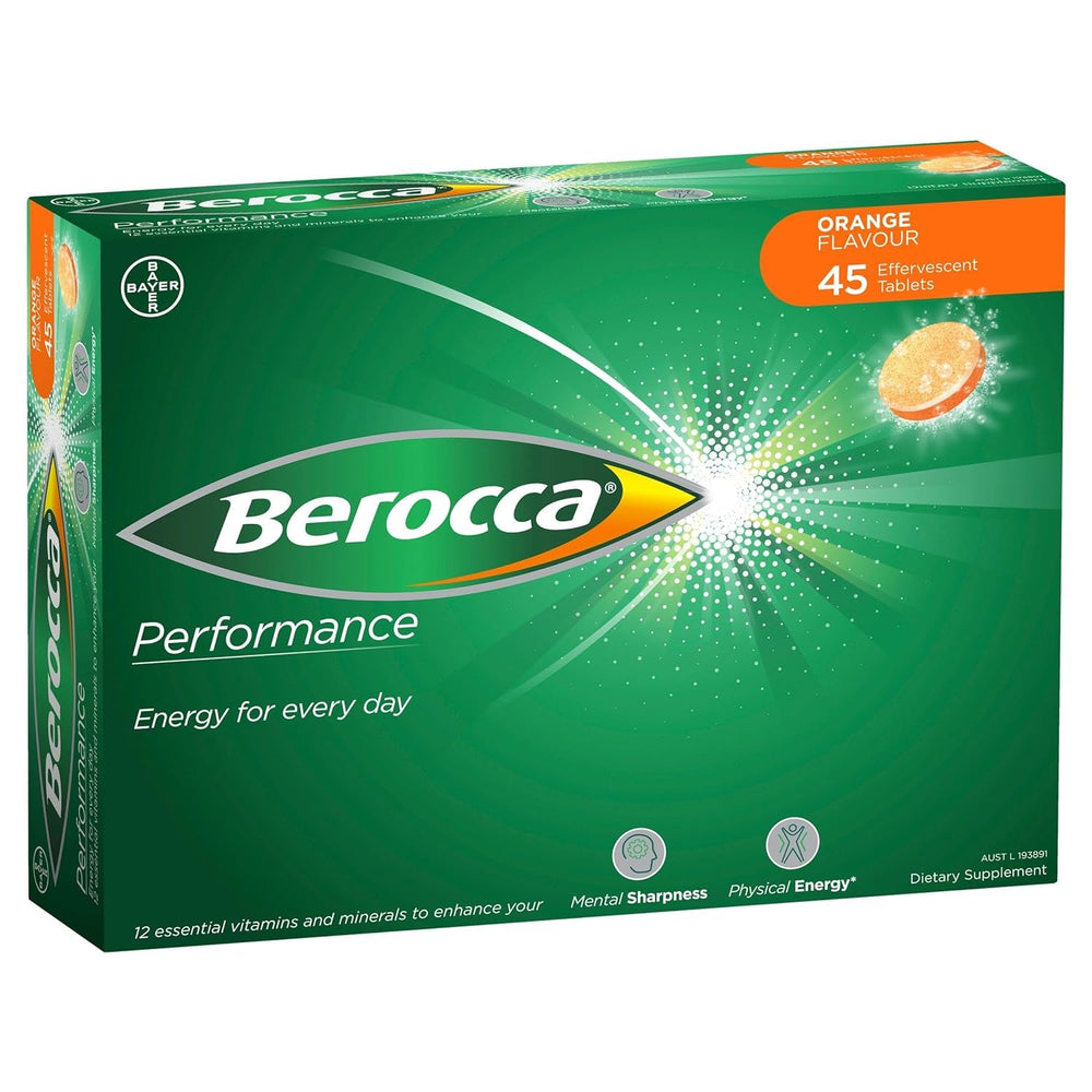 Berocca Orange effervescent tablets in foil pack for quick vitamin intake