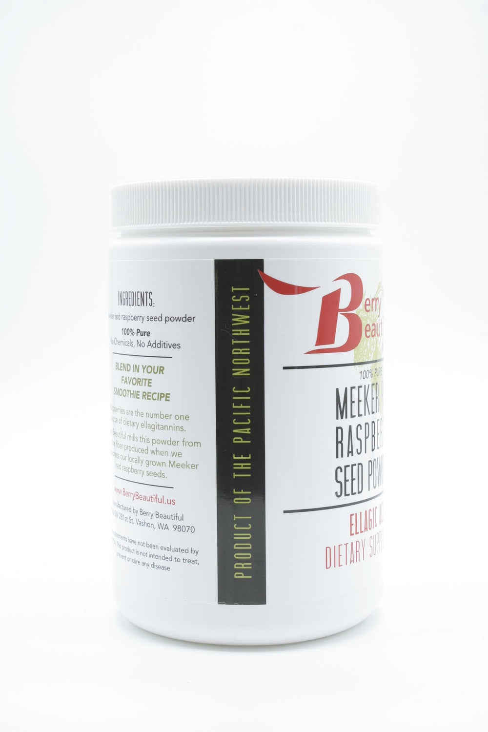 Berry Beautiful eco-friendly packaging for raspberry seed powder