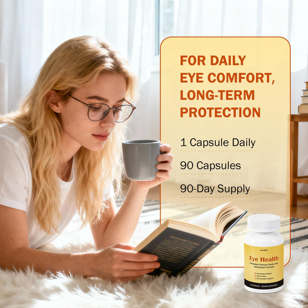 Besgiful Eye Supplement daily use scene highlighting gentle, non-GMO formula.
