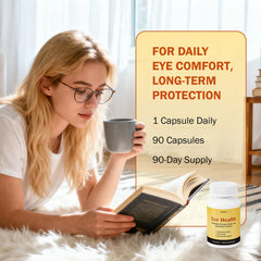 Besgiful Eye Supplement daily use scene highlighting gentle, non-GMO formula.