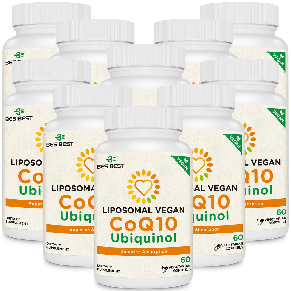 Besibest liposomal CoQ10 bottle with enhanced absorption focus for daily vitality.